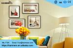Non Woven Interior Decorating Wallpaper , Beige Flocking Striped Wallpaper For