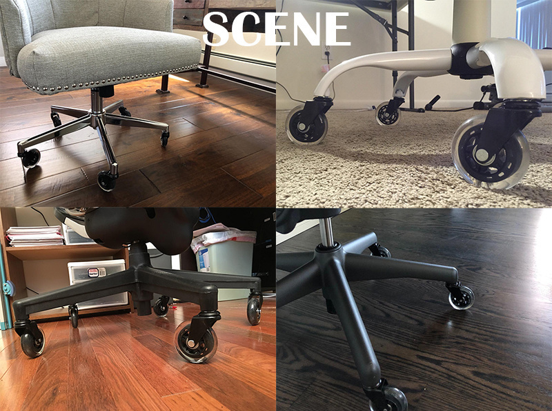 Black PU Transparent Casters Furniture Wheels Office Chair Caster Wear Resistant Silicone Chair Casters