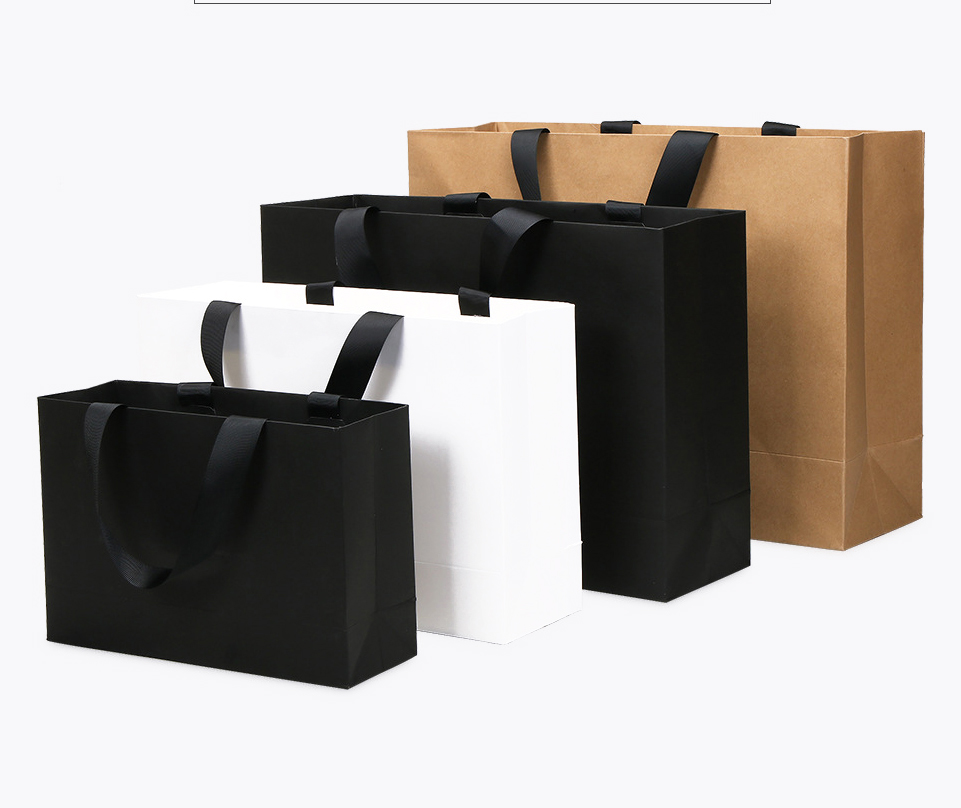 Recycled Biodegradable Boutique Brown Paper Shopping Bags Handle Bulk Kraft Paper Bags
