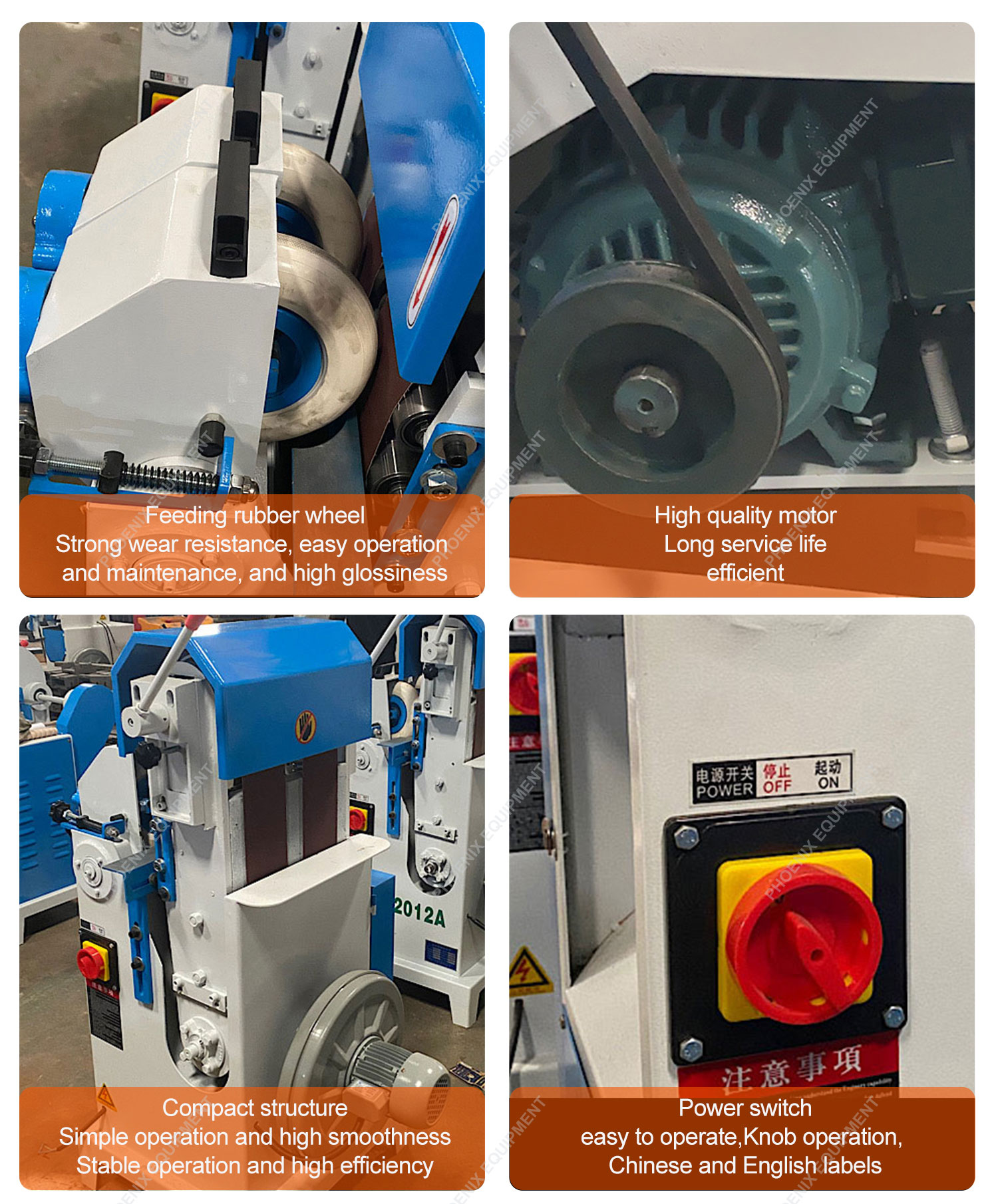 MM2012A Broomstick Staircase Handrail Round Bar Sanding Machine with Fan Fan Included