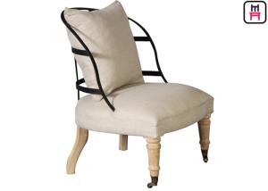 Wholesale Metal Backrest Armless Sofa Chair With Wheels , Rustic Wood Leg Sitting Room Chairs from china suppliers
