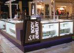 Easy Install Jewelry Showcase Kiosk Attractive Purple Color Coating Wooden