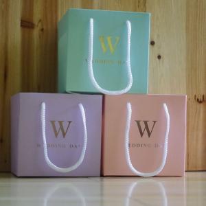 Wholesale W Letter UV Printing Recycled Printed Paper Bags 10*10*10CM from china suppliers