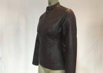 Oxblood Symmetrical Ladies PU Jacket Slim Womens Burgundy Pleather Jacket