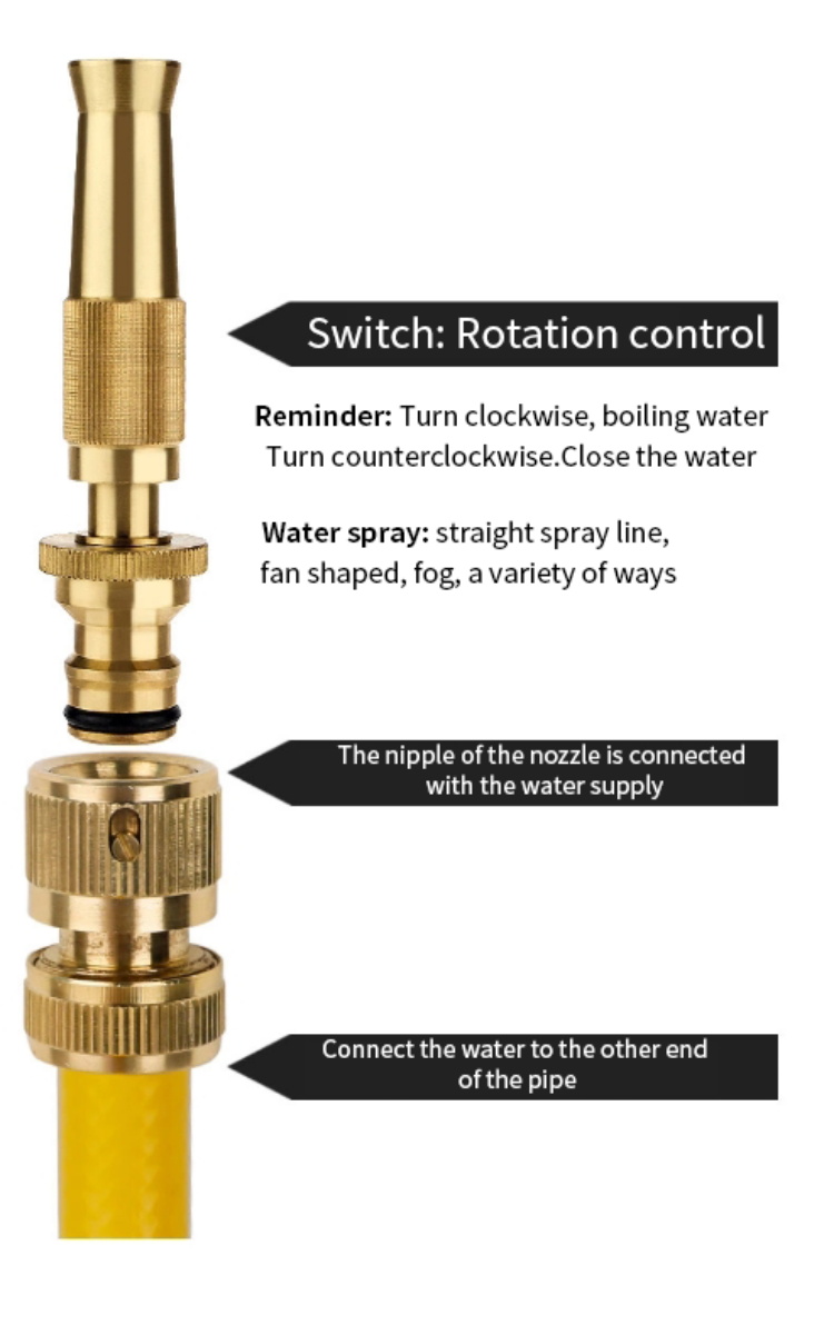 4" rotation Water Spray Gun For Garden With Full Brass Nozzle