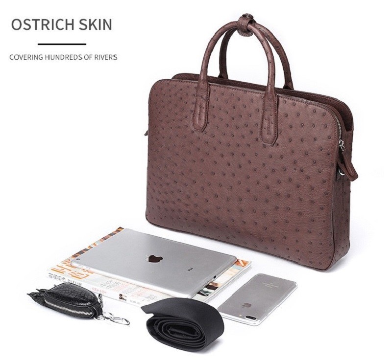 Ostrich Leather Laptop Bag