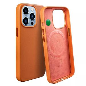 Wholesale Anti-Drop Soft Original Cover Magnetic Wireless Charger Pu Leather Phone Case For Iphone 14 Pro Max from china suppliers