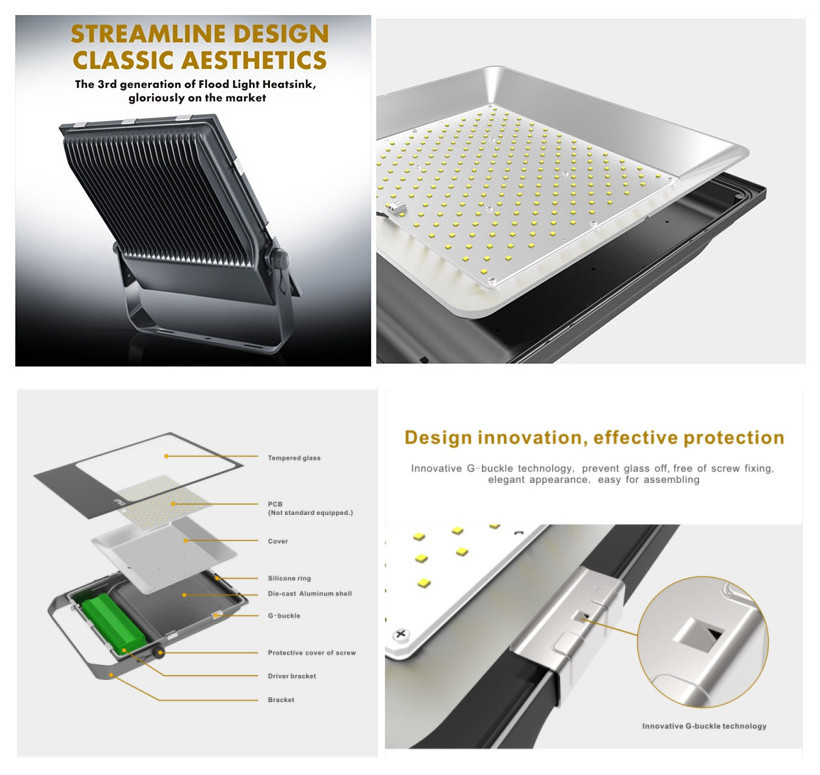 SMD 3030 Led Flood Light High Efficiency With Die Casting Aluminum / Glass Material