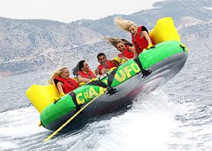 Wholesale Water Entertainment 4 Riders Towable Inflatables Boat , Crazy UFO Water Sport from china suppliers