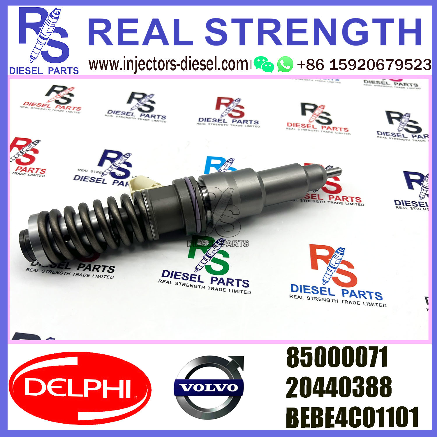 DELPHI 2pin injector 85000071 20440388 BEBE4C01101 Diesel pump Injector V-O-L-V BEBE4C01101 E1 for V-O-L-V D12 BUS