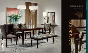Wholesale Light luxury wood furniture of dining room set by Long table with Upholstered dining chairs from china suppliers