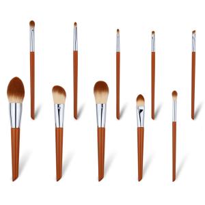 Wholesale Aluminum Durable Ferrule Ten Makeup Brushes Set Vegan Synthetic Fibers High Gloss from china suppliers