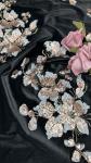 Velvet-Flocked Lace With Sequins Luxurious Textured Fabric For Glamorous Evening
