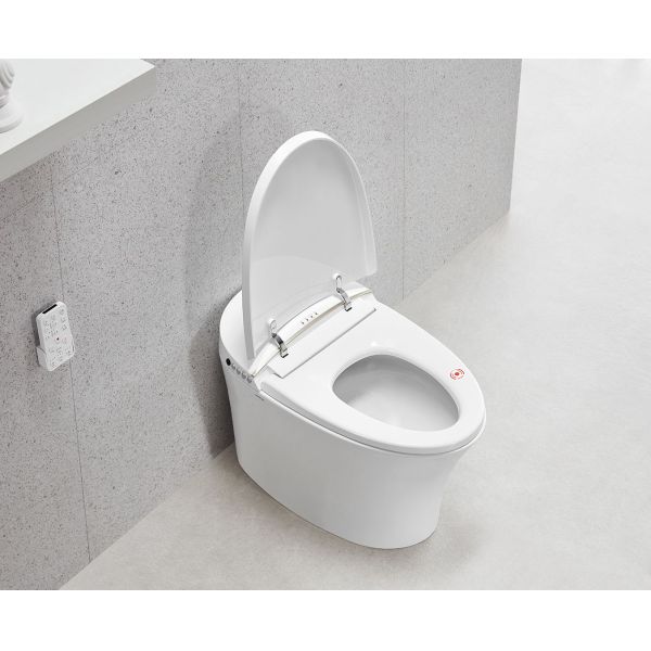 Smart toilet in bathroom setting
