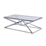 No Folded 9.5kg Stainless Steel Glass Top Coffee Table For Living Room
