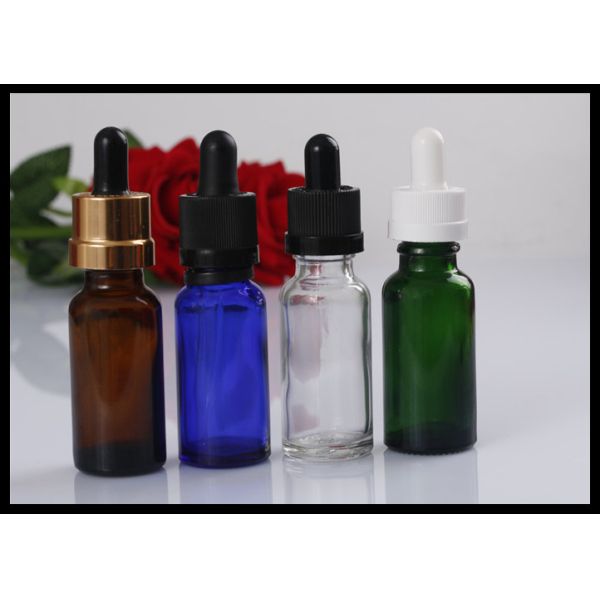 Small Amber 20ml Essential Oil Glass Bottles Round Shape For Tincture E Liquid