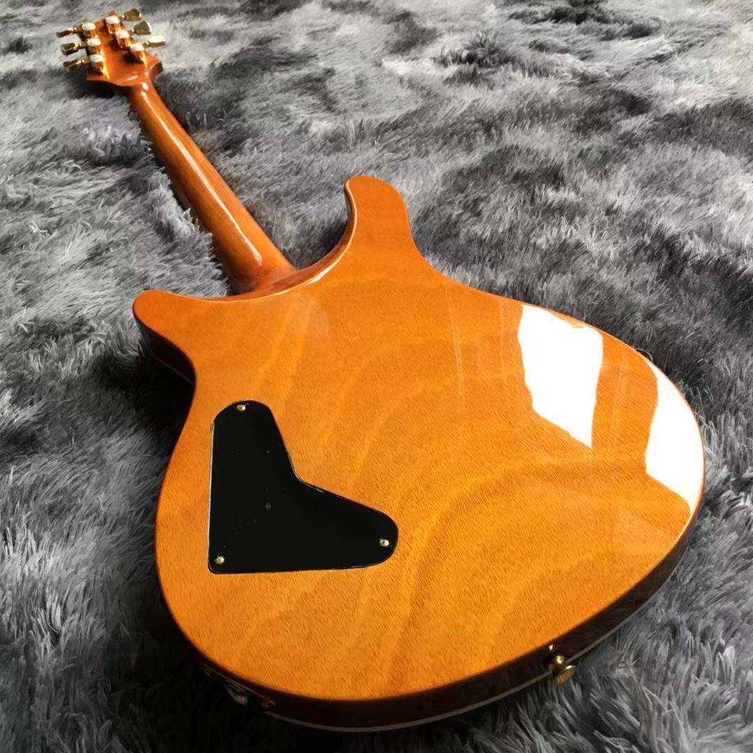 Custom Grand Flamed Maple Top Electric Guitar in Red with Gold Tuner Bridge