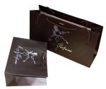 Stamped Logo Brown Matte Coated Paper Carrier Bag Silvery Embossed Logo Twist