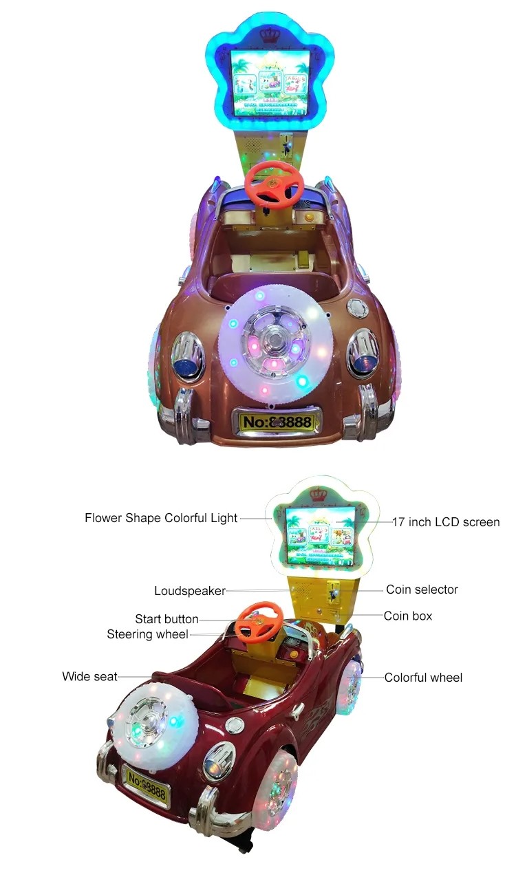 3D Classic Cars Kiddie Ride Plastic Material With Video Screen