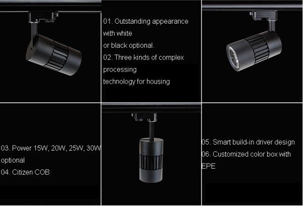 25W led track light cree led shop lighting commercial lights 5 years warranty