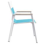 Aluminum Outdoor Textilene Teak Wood Armrest Dining Chairs For Restaurant