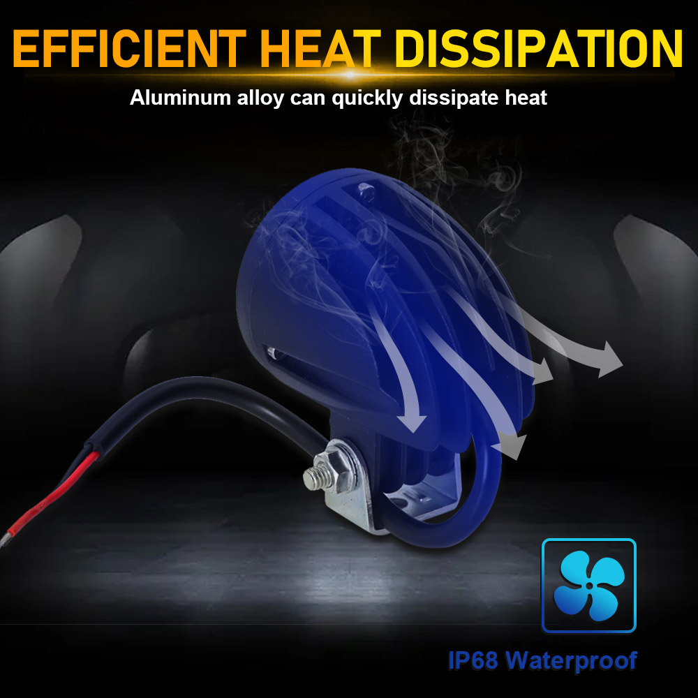 10W 80V Aluminum White Yellow Flash LED Lamp Motorcycle Spotlight