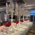 ZT-595 Latest 13 arms clear crystal candelabra centerpieces for wedding