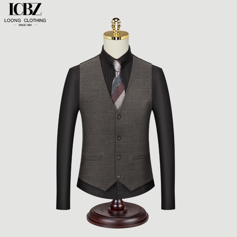Casual plaid trendy Korean style formal vest business slim vest wedding groomsmen suit vest