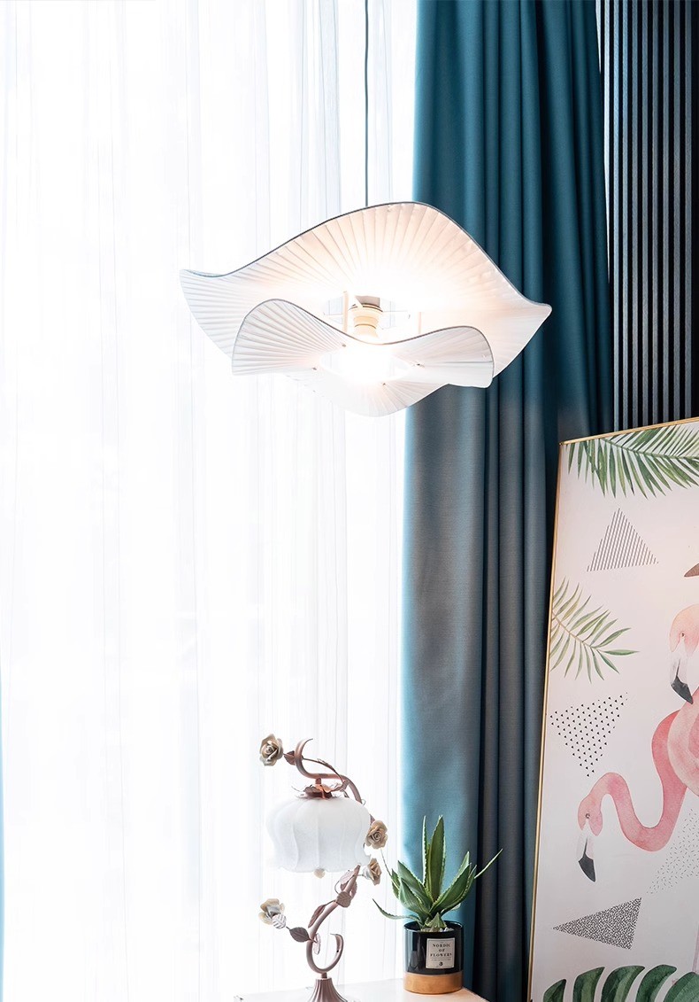 Nordic Cream Style Fabric Led Pendant Lights For Living Room Bedroom Bar Flower Pendant Lamp(WH-AP-590)
