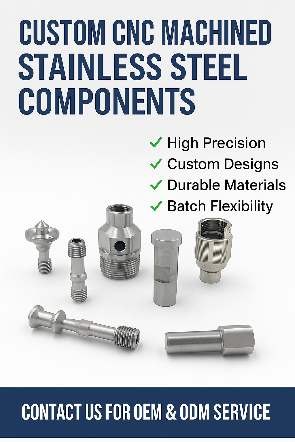 Custom CNC Machined Stainless Steel Components – Precision Metal Parts for Industrial, Hydraulic, and Mechanical Applications