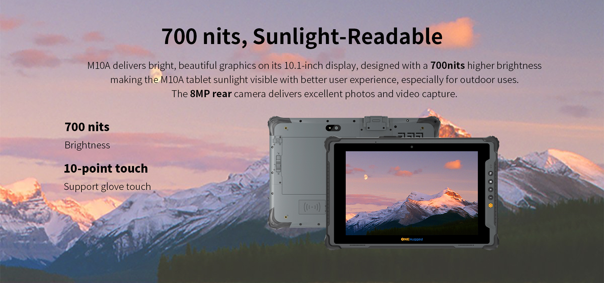 1290g ONERugged M10A 10-Inch Win Rugged Tablet Fingerprint Waterproof Shockproof GPS NFC Intel i5/i7 SIM Vehicle RS232 Multimedia