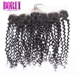 Wholesale Indian Kinky Curly Human Hair Lace Frontal 13*4 Closure With Baby Hair Free Part from china suppliers
