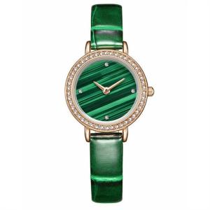 Wholesale Women Bezel Genuine Diamond Quartz Watch Green Ladies Malachite from china suppliers