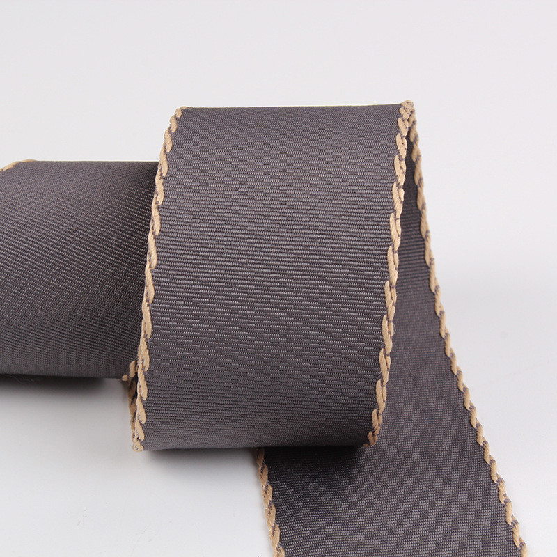 10mm-38mm Stitched Polyester Grosgrain Ribbon ISO9001 Solid Pattern