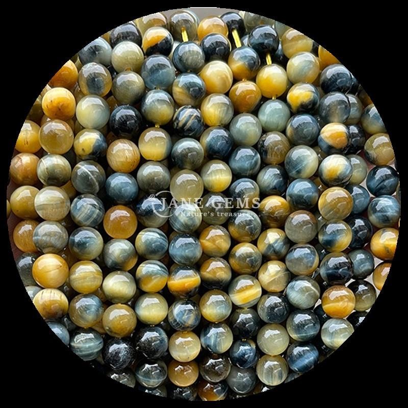 Round Shape Natural Gemstone Beads Tiger's Eye Loose Bead Strands for Jewelry Making Polished Technique