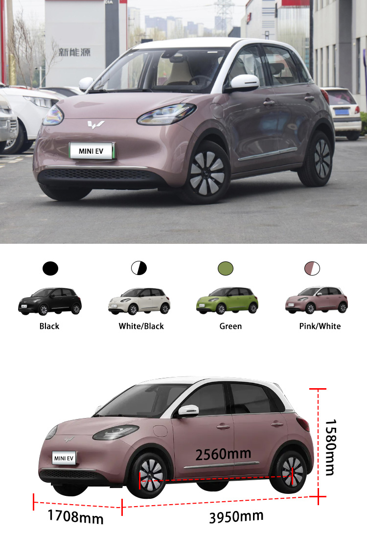 Small New Electric Vehicles 50KW Pure Mini EV Electric Car Wuling