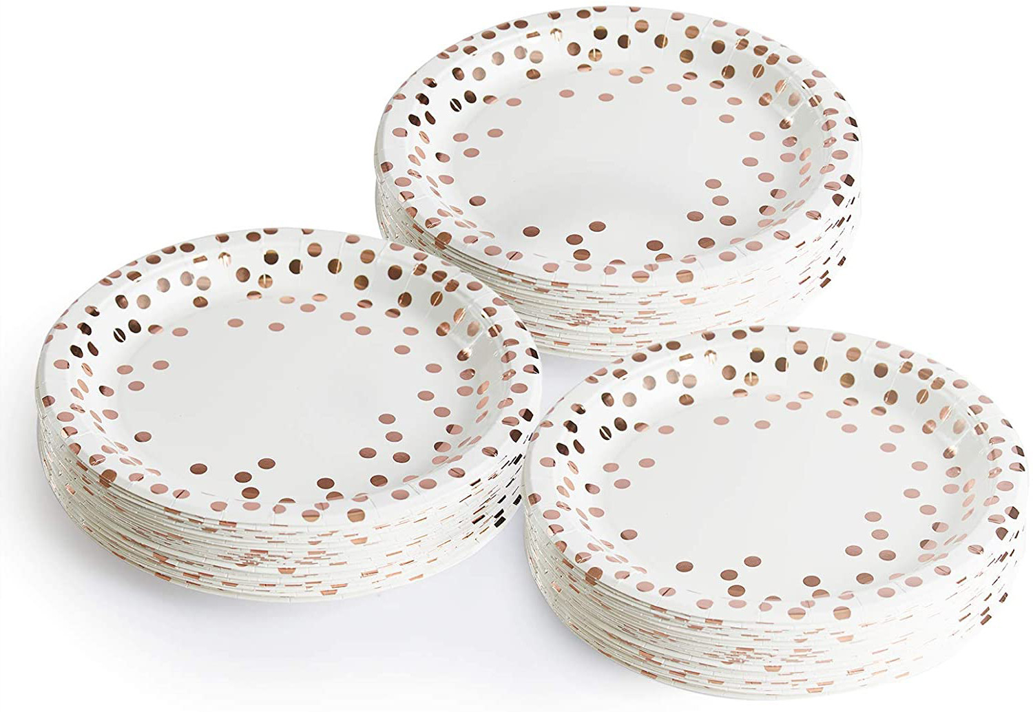 Carnival Dinnerware White And Rose Gold Compostable Paper Plates