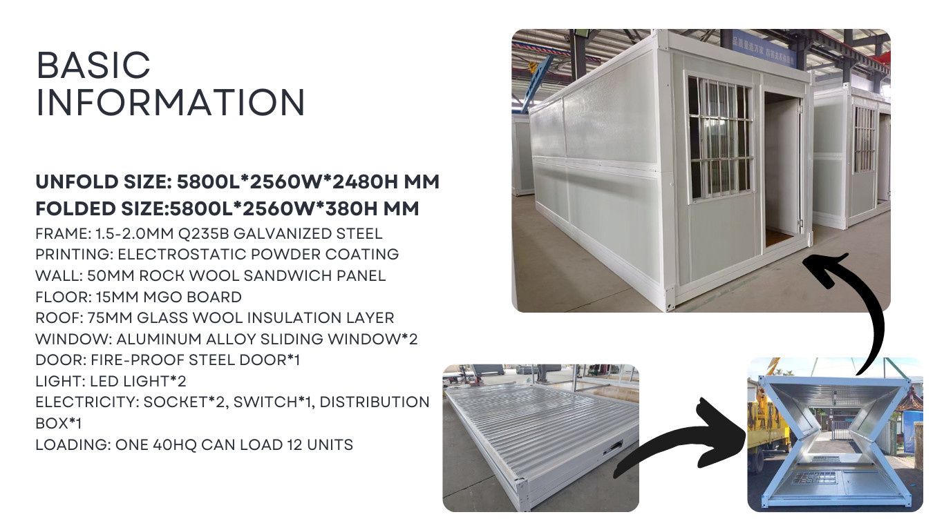 Temporary Fold Out Container Homes , 20ft Prefab Tiny Flat Pack Container Homes
