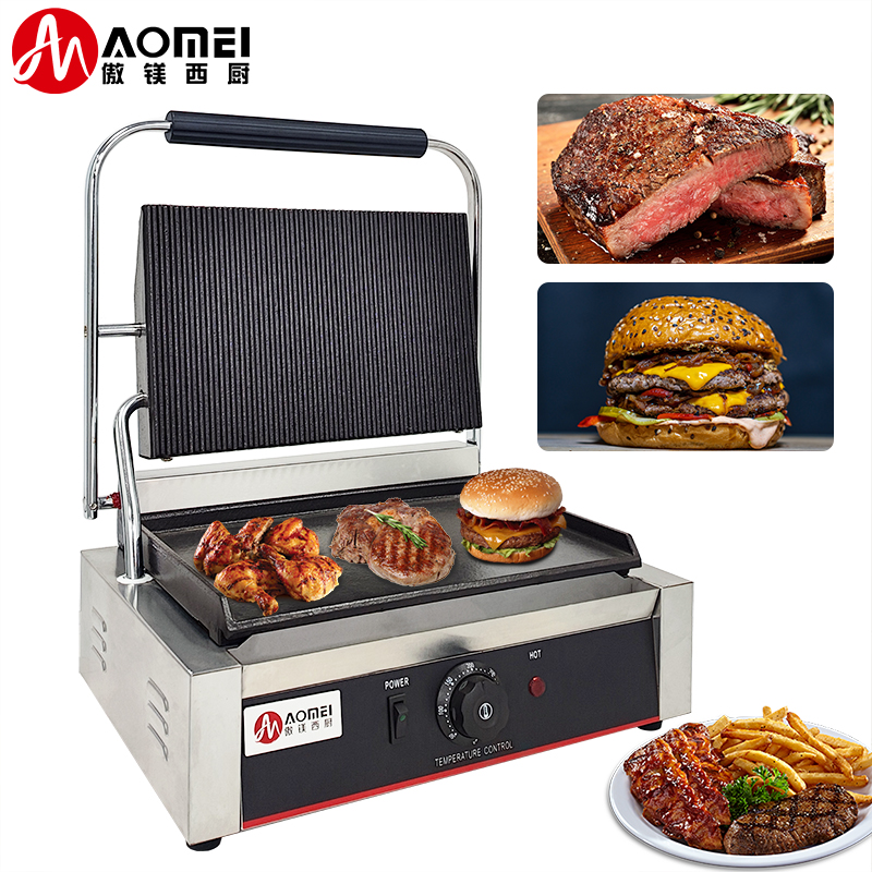 Kitchen Cooking Electric Panini Sandwich Maker with Cast Iron BBQ Grills and Plates