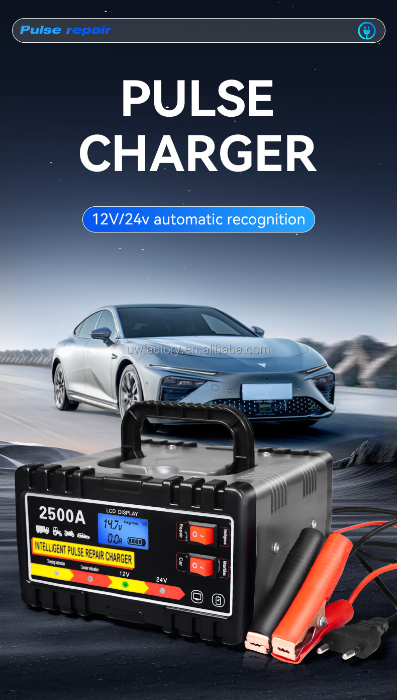 110V 220V 12V 10A 24V 5A Automatic Lead Acid Battery Charger for Auto Motorcycle Repair Intelligent and User-Friendly