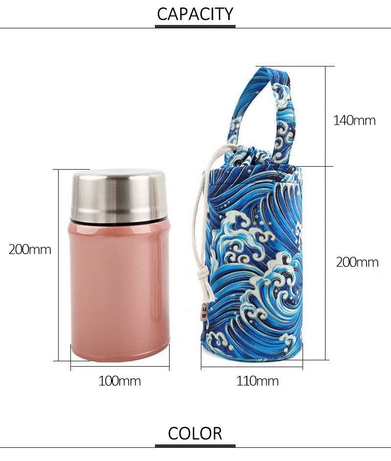 Recyclable Shoulder Strap H20CM Canvas Water Bottle Holder