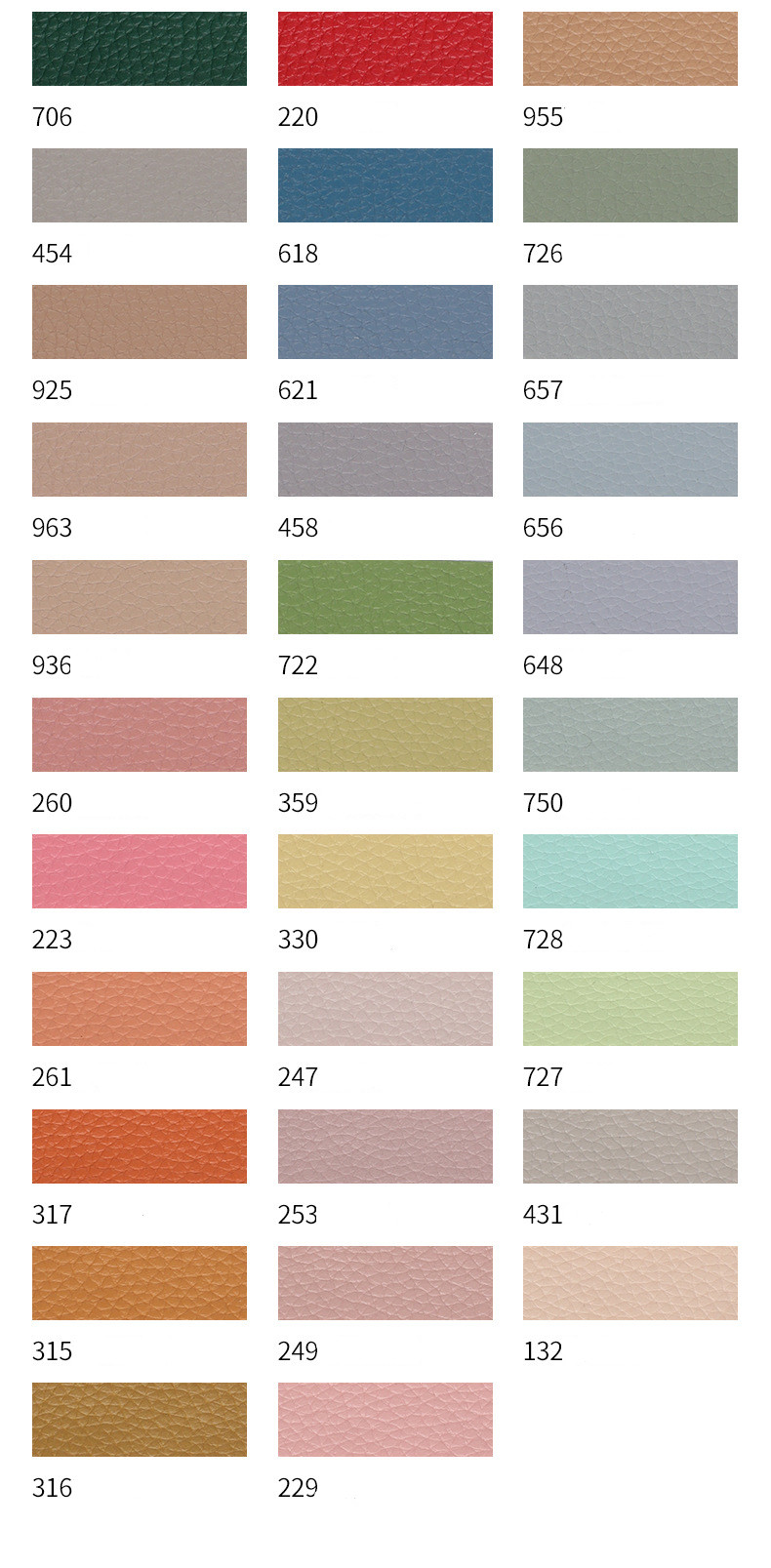 Lychee Synthetic Handbag PU Leather Brushed Bottom 1.2mm Thickness