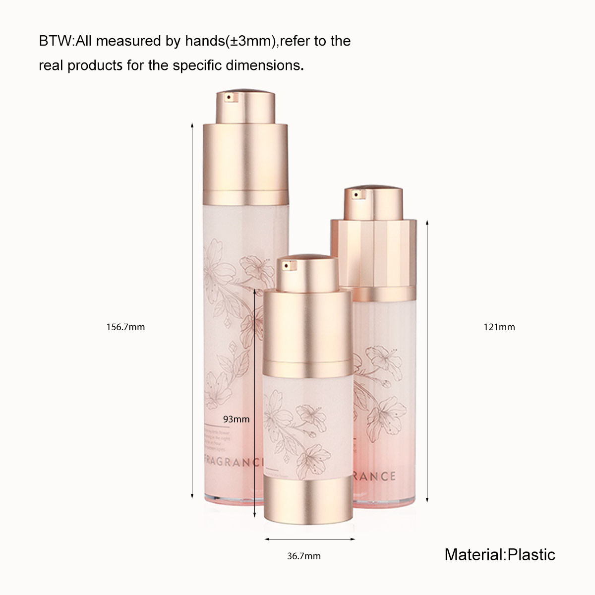 15ml 30ml 50ml Airless Travel Bottles / Empty Foundation Bottle With Pump