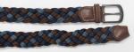 Mixed Colors Polyester / PU Mens Blue Braided Belt , Old Silver Buckle Brown