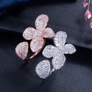 Wholesale Fashion Flower Finger Ring Band Dazzling Brilliant CZ Stone Flower Ring Setting Classic Wedding Ring Anniversary Gift from china suppliers