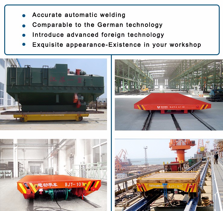 motorized flat bed transport wagon for industry transfer rail vehicles