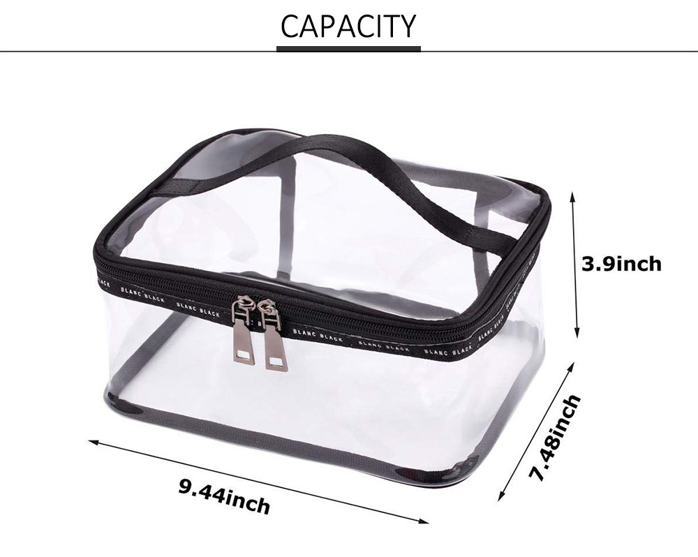 Double Zipper Transparent PVC Cosmetic Bag For Travel