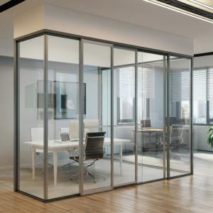 Wholesale Dividers Aluminium Frame Sliding Double Glazed Office Glass Partition Wall from china suppliers
