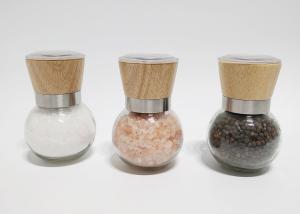 Wholesale Premium Customized Wooden lid Adjustable Salt&amp; Pepper Grinder, Pepper Mill and Salt Mil, Glass Body from china suppliers