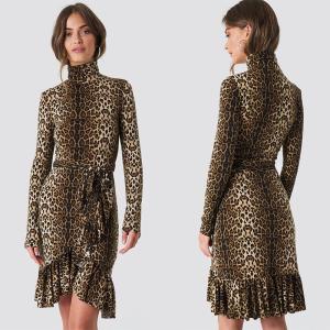 Wholesale Autumn Fashion Women Long Sleeve And High Neck Leo Polo Dress Brown from china suppliers